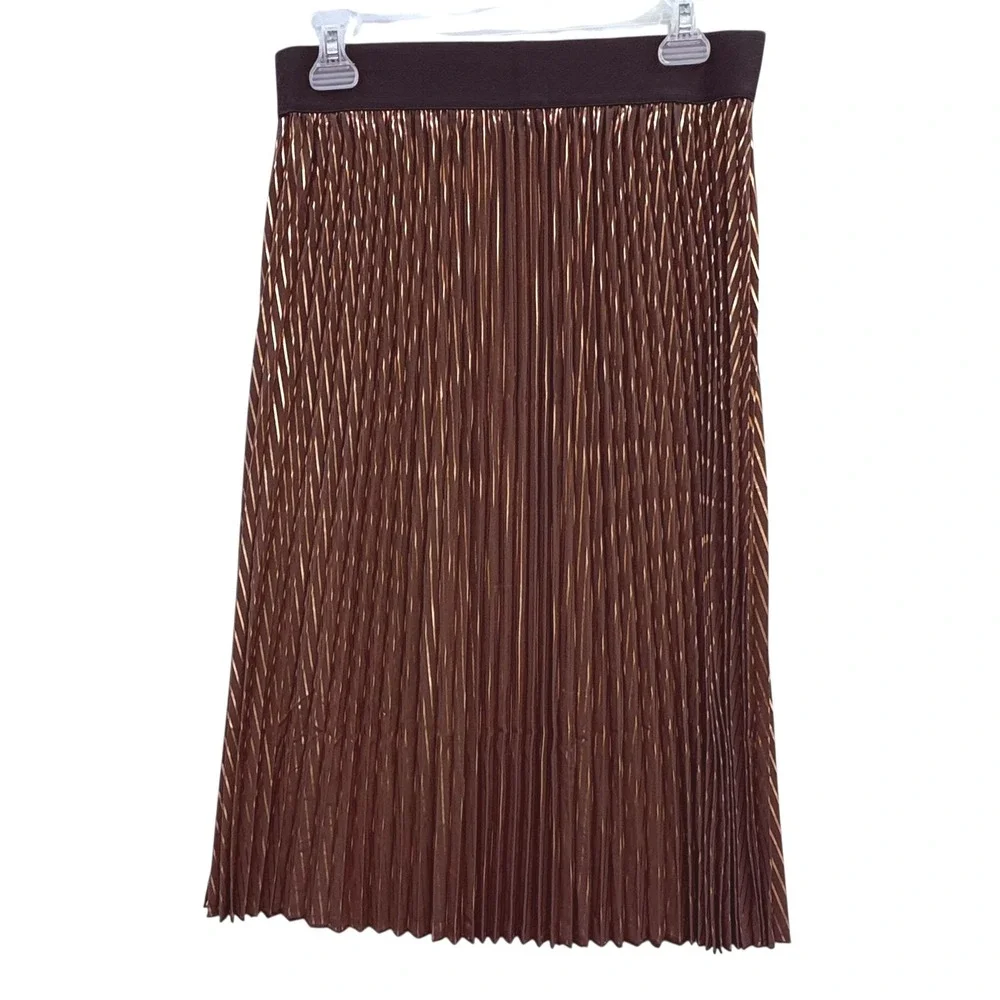 LuLaRoe Women's‎ Pleated Skirt Bronze Metallic Party Holiday Cocktail M